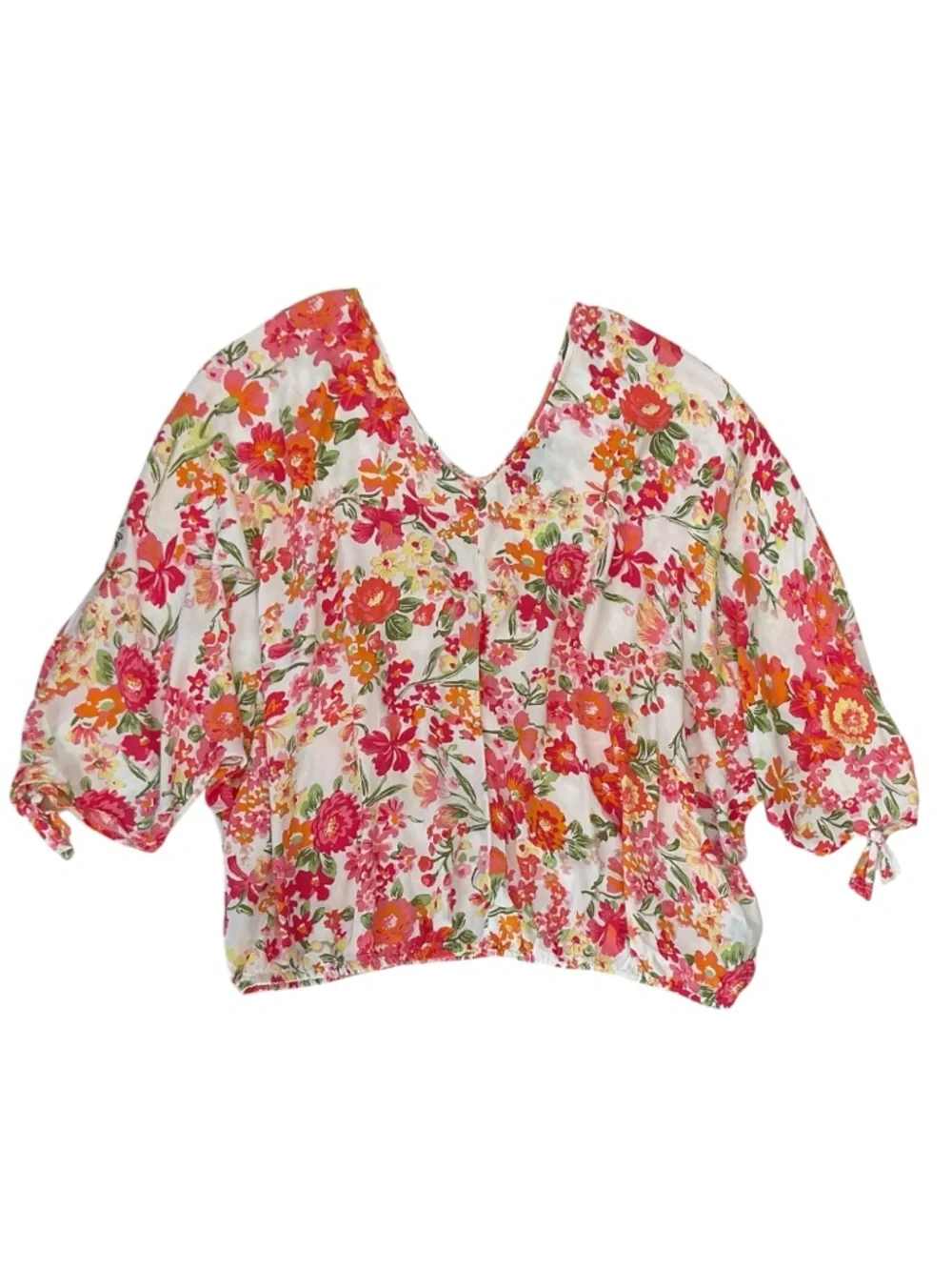 Lane Bryant Floral V-Neck Top Blouse in Pink, Orange & Green Plus 18/20 - Picture 10 of 16